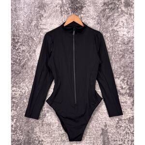 TA3 Surfy Swimsuit 2X Womens Black Long Sleeve Zip Front One Piece